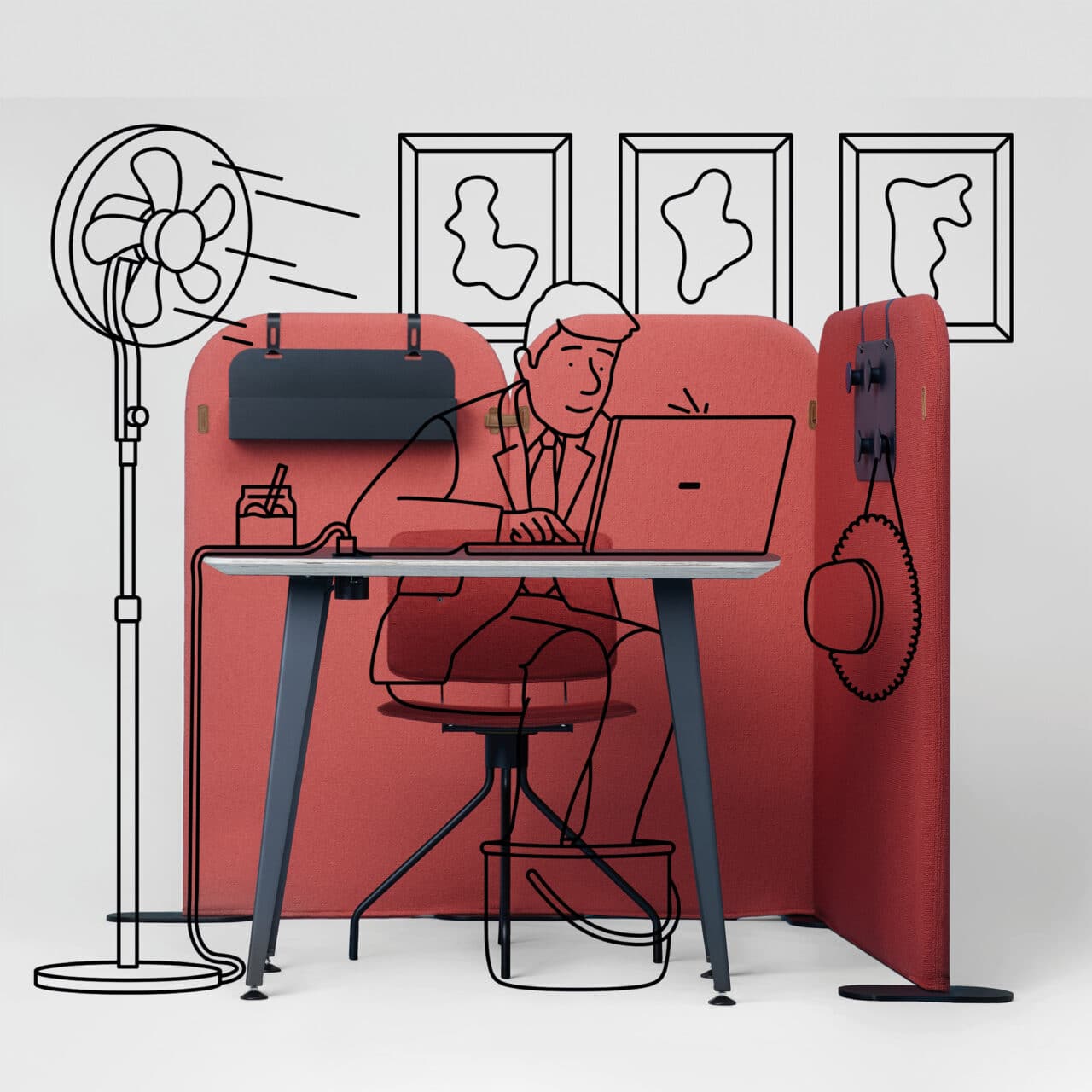 Ola par Silvia Ceñal pour Ondarreta : la cloison de bureau augmentée