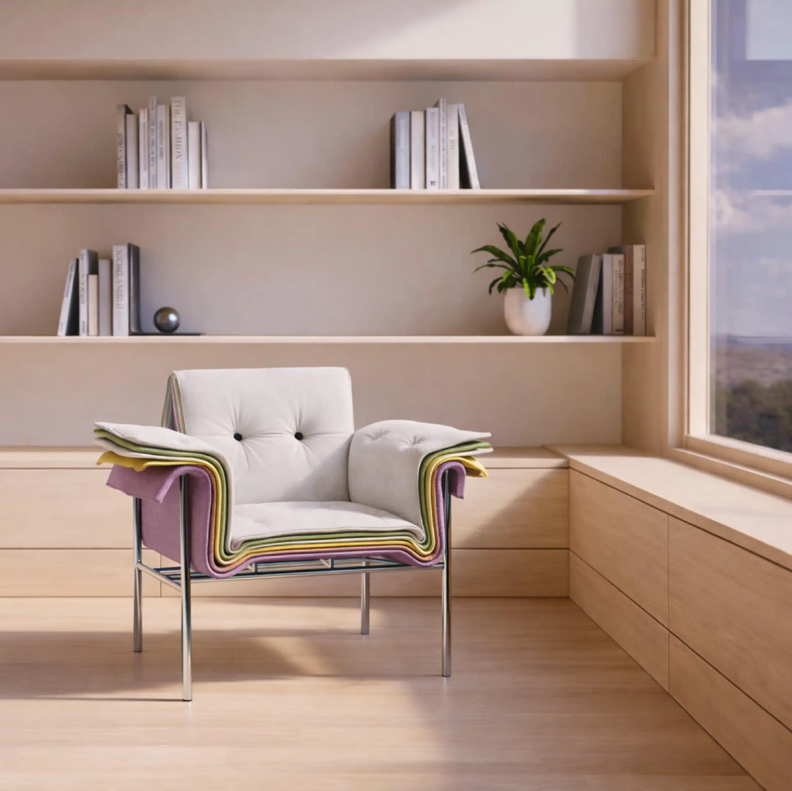 Quand le nuancier devient chaise : Kartela célèbre la superposition textile