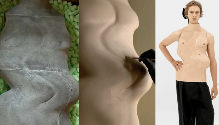 El look 7 en tres fases: impreso por Sculpteo en TPU sin tratar y acabado en látex en el taller de Matisse Di Maggio